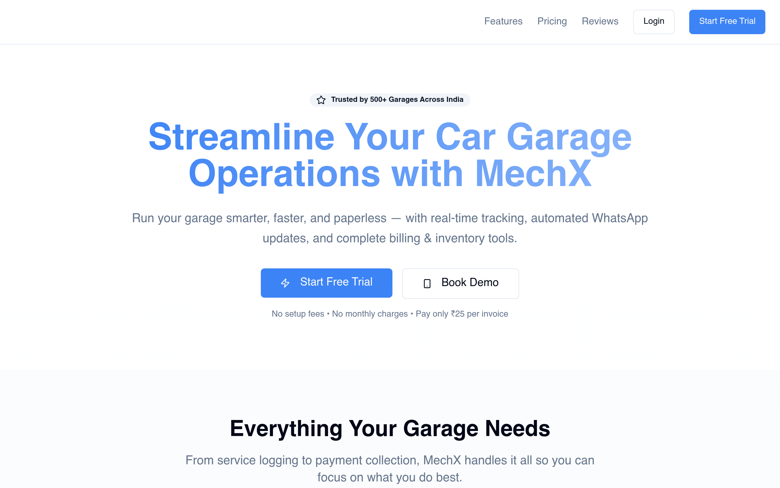 MechX Garage homepage screenshot