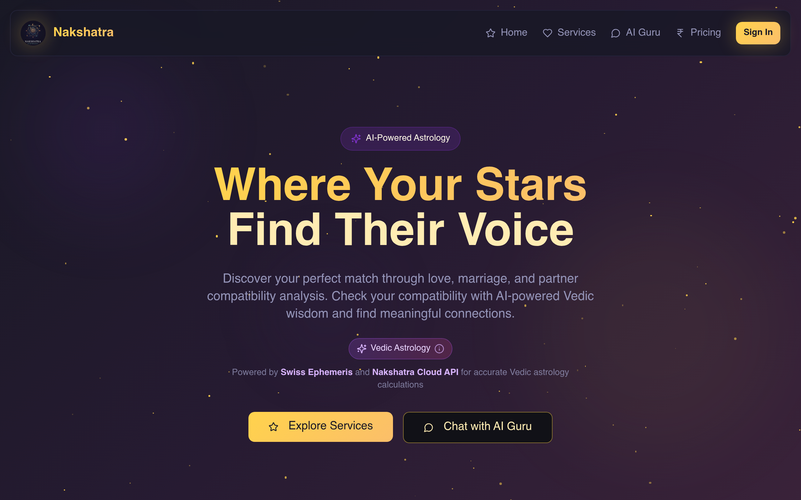 Nakshatra Cloud homepage screenshot
