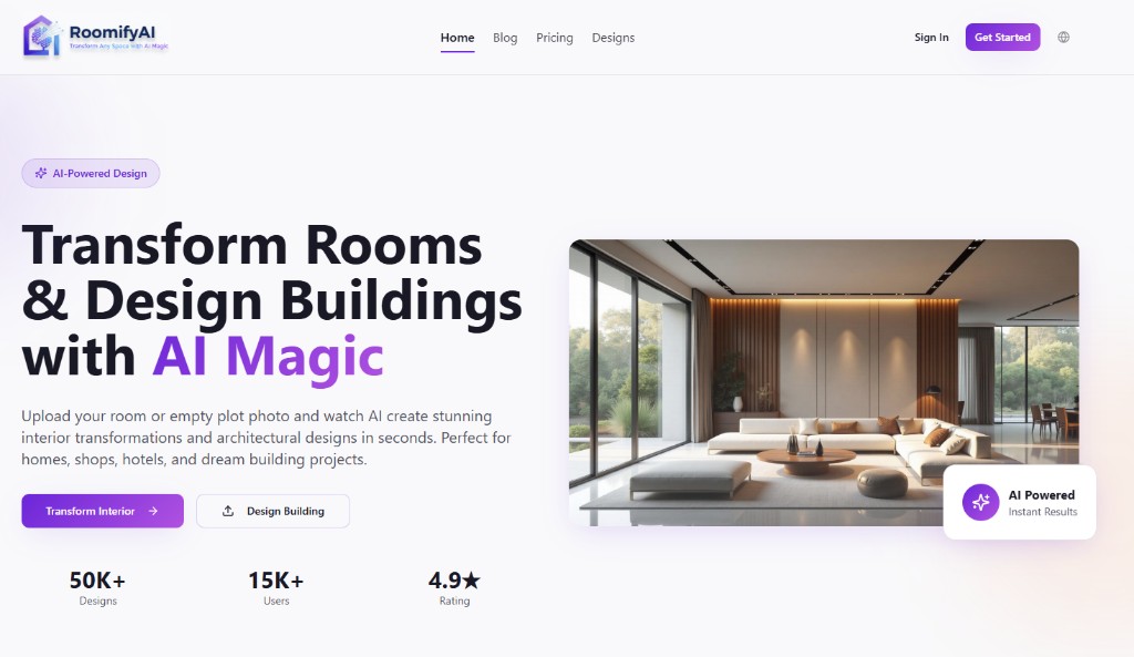 Roomify AI homepage screenshot