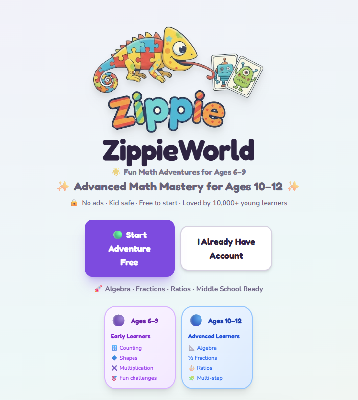 Zippie World homepage screenshot