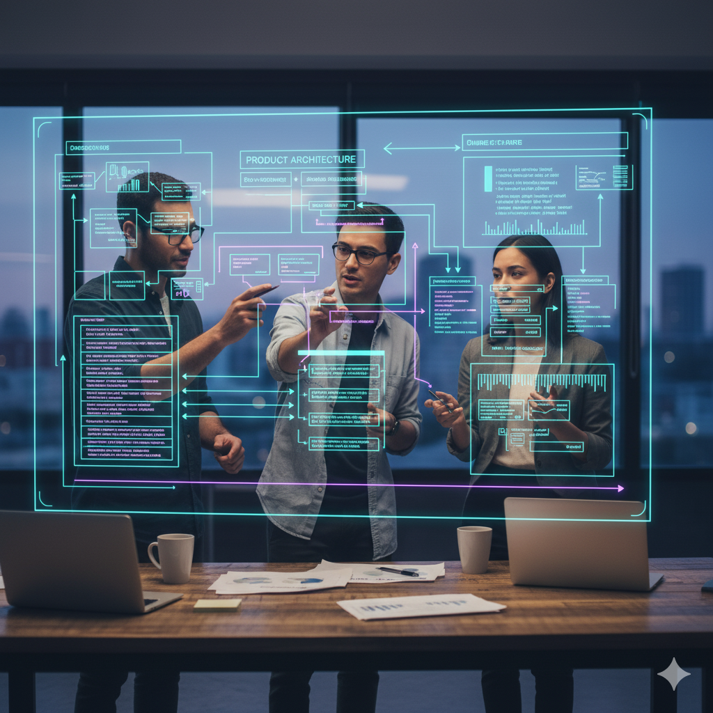 Startup and product strategy consulting - professionals discussing product architecture